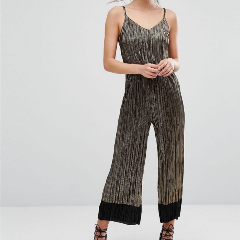 Metallic cami pleated jumpsuit